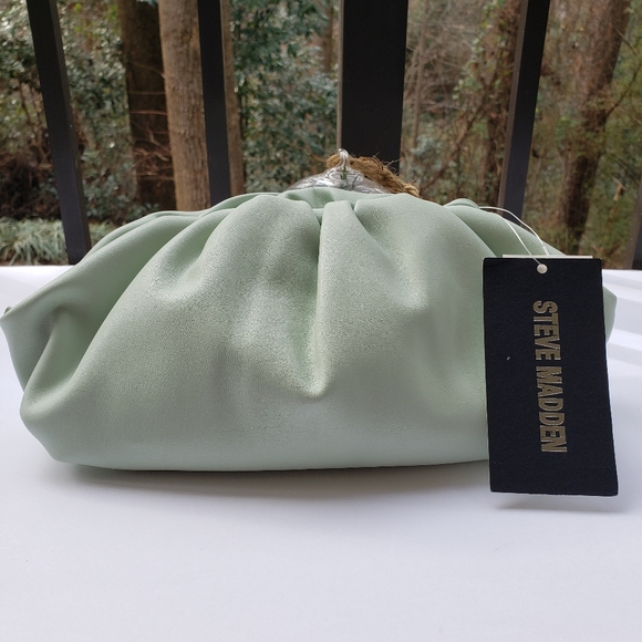 STEVE MADDEN Necture Soft Pouch Clutch Bag Mint Green - Picture 12 of 15